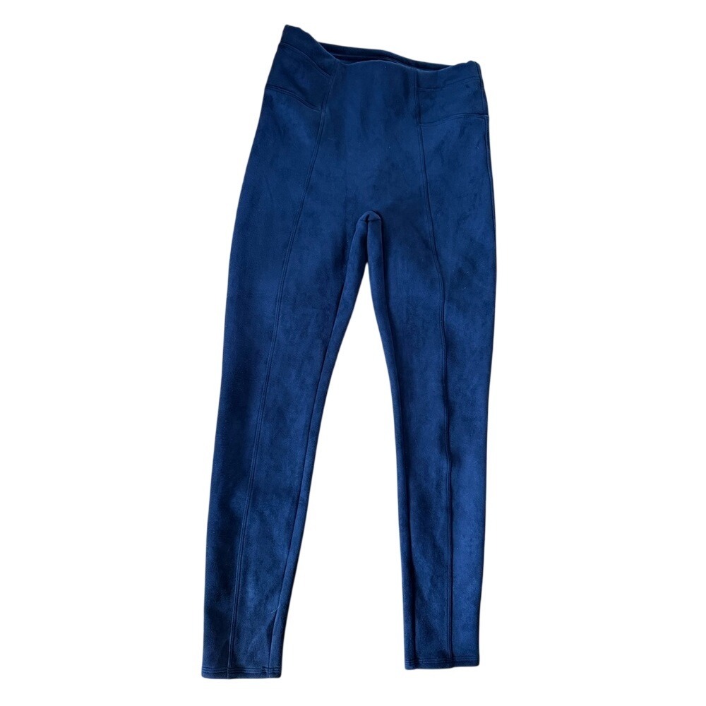 Spanx pants faux suede leggings in navy blue/black